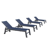 PURPLE LEAF Outdoor Aluminum Chaise Lounge with Wheels and Side Table for Outdoor Backyard Poolside