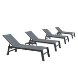 PURPLE LEAF Outdoor Aluminum Chaise Lounge with Wheels and Side Table for Outdoor Backyard Poolside