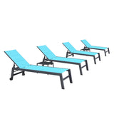 PURPLE LEAF Outdoor Aluminum Chaise Lounge with Wheels and Side Table for Outdoor Backyard Poolside