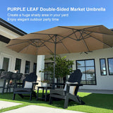 PURPLE LEAF Double-Sided Market Umbrella with Light Large Patio Umbrellas with Base