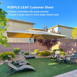 PURPLE LEAF Rectangular Large Outdoor Cantilever Umbrella With Base for Garden, Pool