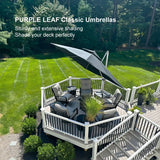 PURPLE LEAF Rectangular Large Outdoor Cantilever Umbrella With Base for Garden, Pool