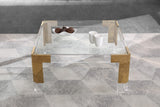 Casper Contemporary Acrylic Coffee Table with Elegant Stainless Steel Accents for Chic Living Spaces
