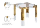 Casper Contemporary End Table with Clear Glass Top and Stylish Acrylic Feet for Elegant Living Spaces
