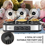 1.5 Qt Electric Triple Slow Cooker Crock Pot 4.5 Qt Kitchen