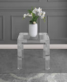 Casper Contemporary End Table with Clear Glass Top and Stylish Acrylic Feet for Elegant Living Spaces