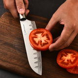 2 Piece Santoku Knife Set with Matching Blade Guards, Black