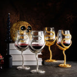 Stemmed Snake Wine Glass | Set of 2 | 19oz Spooky Reptile Glasses 10" H (Gold)