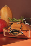Mauviel Copper Roasting Pan With Rack, Brass Handles, 13.7 x 9.8-In