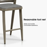 PURPLE LEAF Bar Stool Rattan Bar Stools Counter Stools with Back Metal Bar Height Stool Outdoor Bar Chair for Garden Kitchen