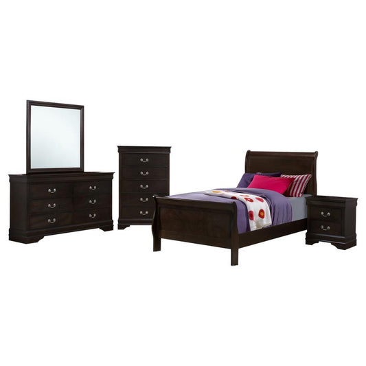 Louis Philippe 4-piece Twin Bedroom Set Cappuccino