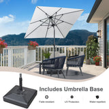 PURPLE LEAF Crank and Tilt Square Patio Table Umbrella with Base for Garden Porch