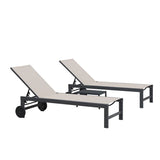 PURPLE LEAF Outdoor Chaise Lounge with Wheels Patio Lounge Chair Recliner