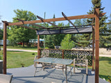 PURPLE LEAF Outdoor Retractable Pergola with Sun Shade Canopy Patio Metal Shelter for Garden Pavilion Natural Wood Grain Frame Grill Gazebo
