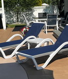 PURPLE LEAF Patio Chaise Lounge Chair Outdoor Plastic Textilene Sun Bathing Recliner Tanning Pool Lounger with 6 Adjustable Position for Outside Beach in-Pool Lawn Poolside