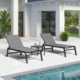 PURPLE LEAF Outdoor Aluminum Chaise Lounge with Wheels and Side Table for Outdoor Backyard Poolside