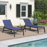 PURPLE LEAF Outdoor Aluminum Chaise Lounge with Wheels and Side Table for Outdoor Backyard Poolside