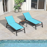 PURPLE LEAF Outdoor Aluminum Chaise Lounge with Wheels and Side Table for Outdoor Backyard Poolside