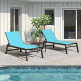 PURPLE LEAF Outdoor Aluminum Chaise Lounge with Wheels and Side Table for Outdoor Backyard Poolside