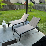 PURPLE LEAF Outdoor Aluminum Chaise Lounge with Wheels and Side Table for Outdoor Backyard Poolside