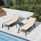 PURPLE LEAF Outdoor Aluminum Chaise Lounge with Wheels and Side Table for Outdoor Backyard Poolside