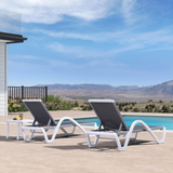 PURPLE LEAF Patio Chaise Lounge Chair Outdoor Plastic Textilene Sun Bathing Recliner Tanning Pool Lounger with 6 Adjustable Position for Outside Beach in-Pool Lawn Poolside