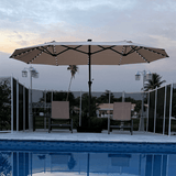 PURPLE LEAF Double-Sided Market Umbrella Large Rectangular Patio Umbrellas with Base