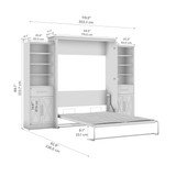 Queen Murphy Bed and Closet Organizers with Doors and Drawers (119W) | KWS099WT
