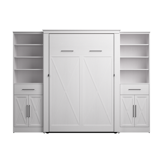 Full Murphy Bed and Closet Organizers with Doors and Drawers (113W) | KWS100WT