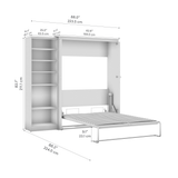 Murphy Bed with Storage Tower Pure White Oak, Full Size