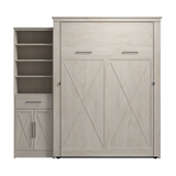 Murphy Bed with Storage Tower Linen White Oak, Queen Size