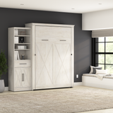 Murphy Bed with Storage Tower Linen White Oak, Queen Size