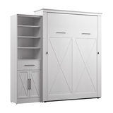 Murphy Bed with Storage Tower Pure White Oak, Queen Siz