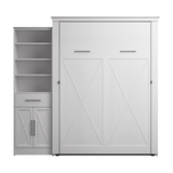 Murphy Bed with Storage Tower Pure White Oak, Queen Siz