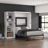 Murphy Bed with Storage Tower Pure White Oak, Full Size
