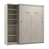 Murphy Bed with Storage Tower Line White Oak, Full Size