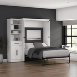 Murphy Bed with Storage Tower Pure White Oak, Full Size