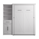 Murphy Bed with Storage Tower Pure White Oak, Full Size