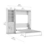 Murphy Bed with Storage Tower Pure White Oak, Full Size
