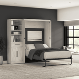 Murphy Bed with Storage Tower Line White Oak, Full Size