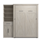 Murphy Bed with Storage Tower Line White Oak, Full Size
