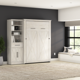 Murphy Bed with Storage Tower Line White Oak, Full Size