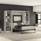Murphy Bed with Storage Towers Line White Oak, Full Size