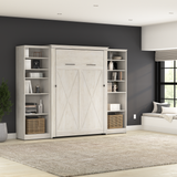 Murphy Bed with Storage Towers Line White Oak, Full Size