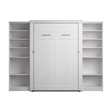 Murphy Bed with Storage Towers Pure White Oak, Full Size
