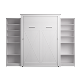 Murphy Bed with Storage Towers Pure White Oak, Queen Size