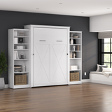 Murphy Bed with Storage Towers Pure White Oak, Queen Size