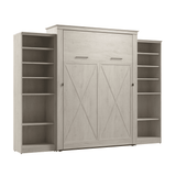 Murphy Bed with Storage Towers Line White Oak, Queen Size
