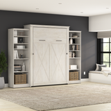 Murphy Bed with Storage Towers Line White Oak, Queen Size
