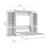 Murphy Bed with Storage Towers Line White Oak, Queen Size